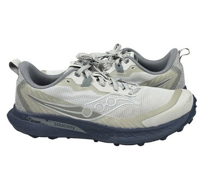 Saucony Peregrine 15 Trail Shoes Men's 10.5 Gray Artic Navy Hiking Very Good
