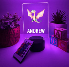 UV Printed Pterodactyl Light Up Personalized FREE Dinosaur LED Lamp Kid Friendly
