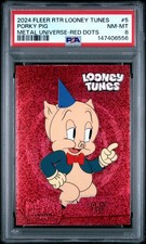 Porky Pig 2024 Fleer Retro Looney Tunes #5 Metal Universe Red Dots /349 PSA 8