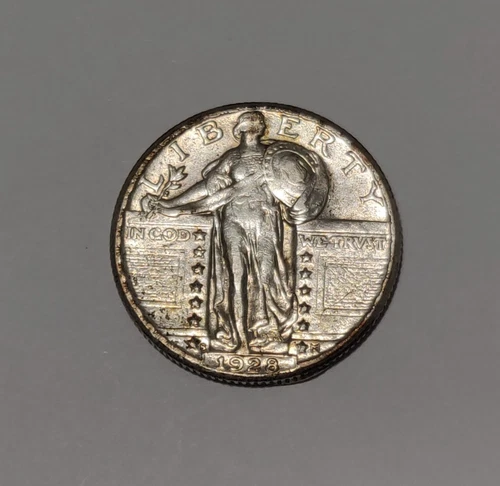 1928-S STANDING LIBERTY QUARTER DETAILS RIM SCRAPE REVERSE