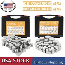 128 PCS JIC and ORFS Hydraulic Cap and Plug Hose Tube and Pipe Cap and Plug Kit