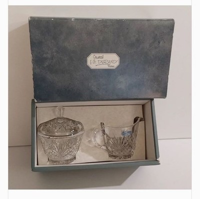 VTG J G Durand France Villemont 24% Lead Crystal Covered Sugar & Creamer Set NIB