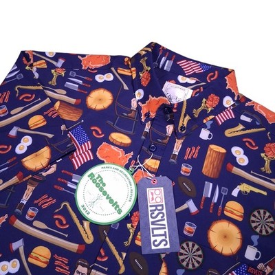 RSVLTS Ron Swanson's Parks and Recreation Shirt Mens Size L USA July 4th Cookout