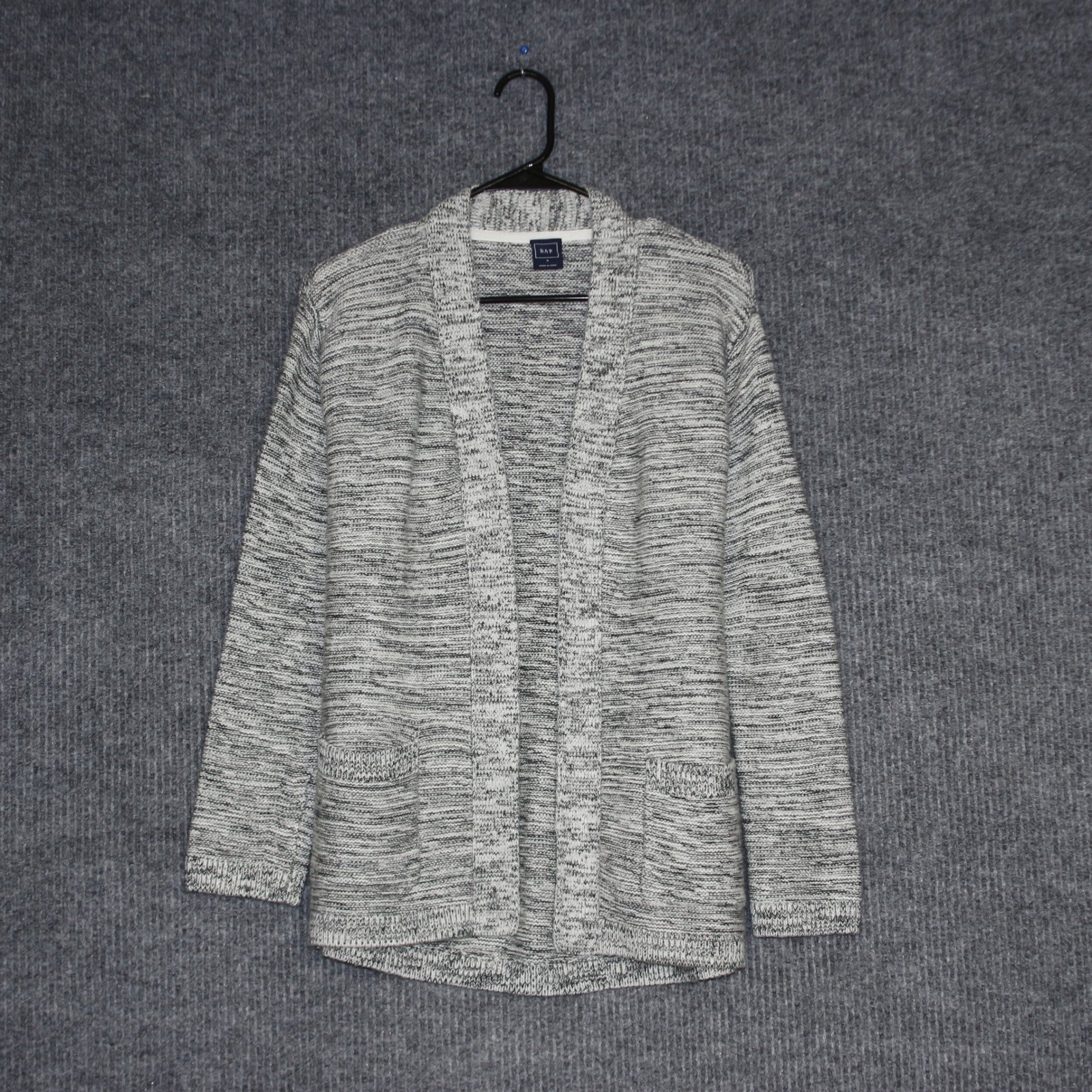 GAP Womens Open Front Knit Cardigan Sweater Marled Grey Size S