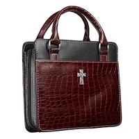 Classic Croc Purse-style Bible / Book Cover W/cross (large, Burgundy), New, Free Classic Croc Purse-style Bible / Book Cover W/cross (large, Burgundy), New, Free