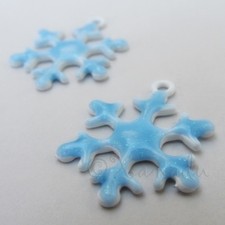 Snowflake Charms 27mm Blue Enamel Winter Pendants C6524BL - 2, 5 Or 10PCs