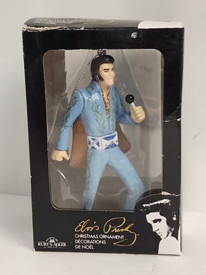 Elvis Presley Christmas Ornament Blue Suit w Microphone, Kurt Adler