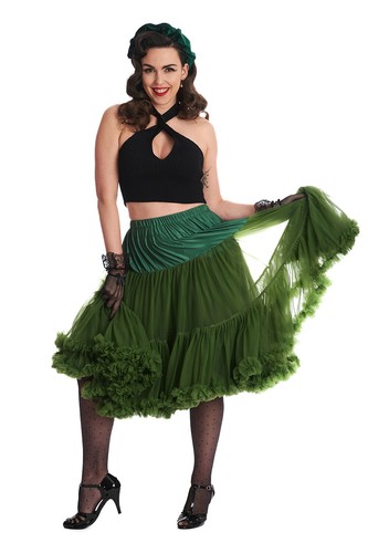 Forest Green Rockabilly 50s Retro Super Soft 26 inches Petticoat Skirt BANNED - Picture 2 of 4