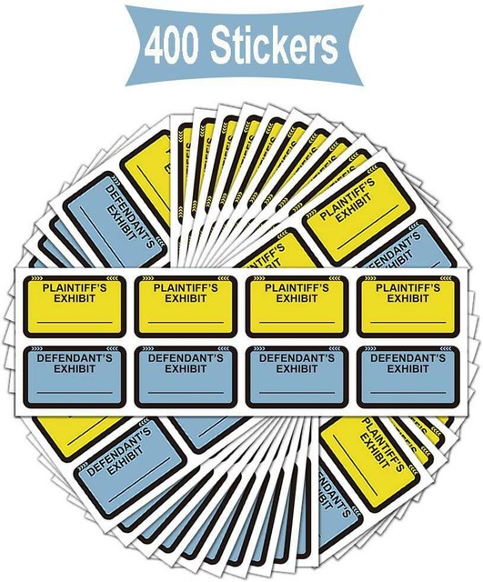 Legal Yellow Plaintiff's Exhibit Blue Defendant's Exhibit Stickers 1.65