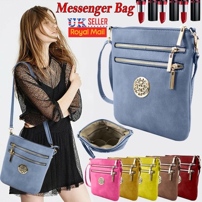 Women Ladies Bag Leather Shoulder Messenger Cross Body Handbag Detachable Zipper