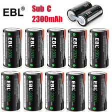Lot EBL SC Sub-C 2300mAh 1.2V NiCD Rechargeable Battery W/Tab For Power Tools