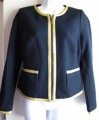 BANANA REPUBLIC NWT Navy & Parision Zip Up Career Blazer SZ 4