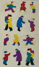 LITTLE PEOPLE Stickers(12pc)Mrs. Grossman's•Wintertime•Shopping •Running•Holiday