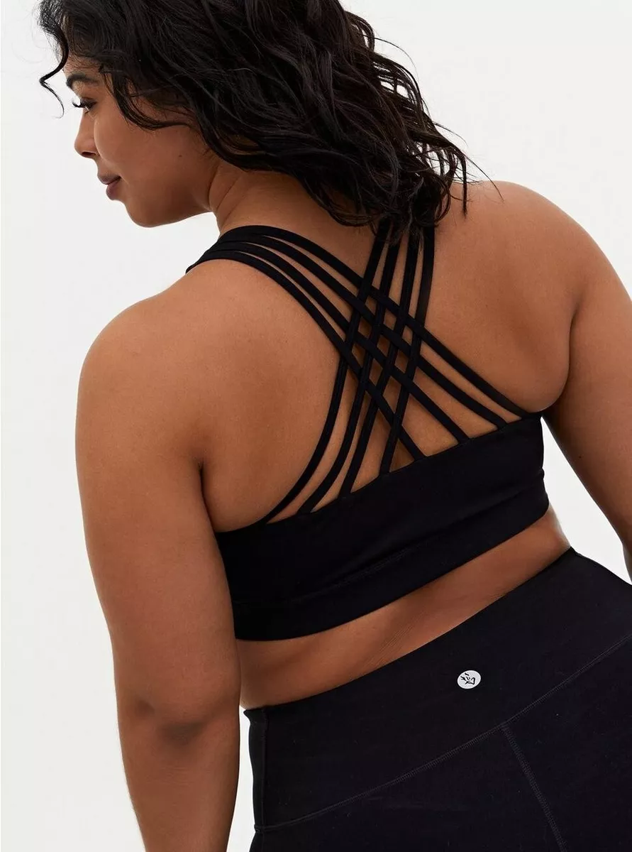 Torrid Wicking Sports Bra Strappy Black Plus Size Top 3X 22 24 3 XL Extra  Large