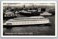 Streamlined Ferry Kalakala In Harbor Puget Sound Port Orchard WA Postcard L7
