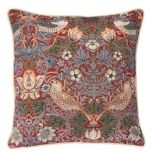 William Morris Strawberry Thief Red Pillowcase/Cushion Cover Decorative Design