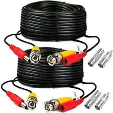 2-Pack 125ft Black Pre-Made All-in-One BNC Male to Male Video and Power Cable Wi