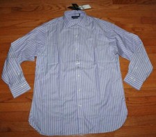 NWT Polo Ralph Lauren Mens Spread Collar Oxford Dress Shirt Purple Striped E1