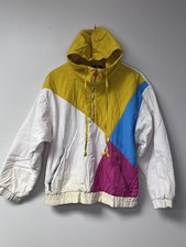Mistral Ski Wear Hooded Jacket Vintage 80s 90s Color Block Neon Retro White XS