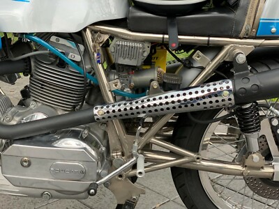 CHROME Muffler Shield PAIR custom Moto Guzzi Ducati 500 650 750 850 900 1000 SS