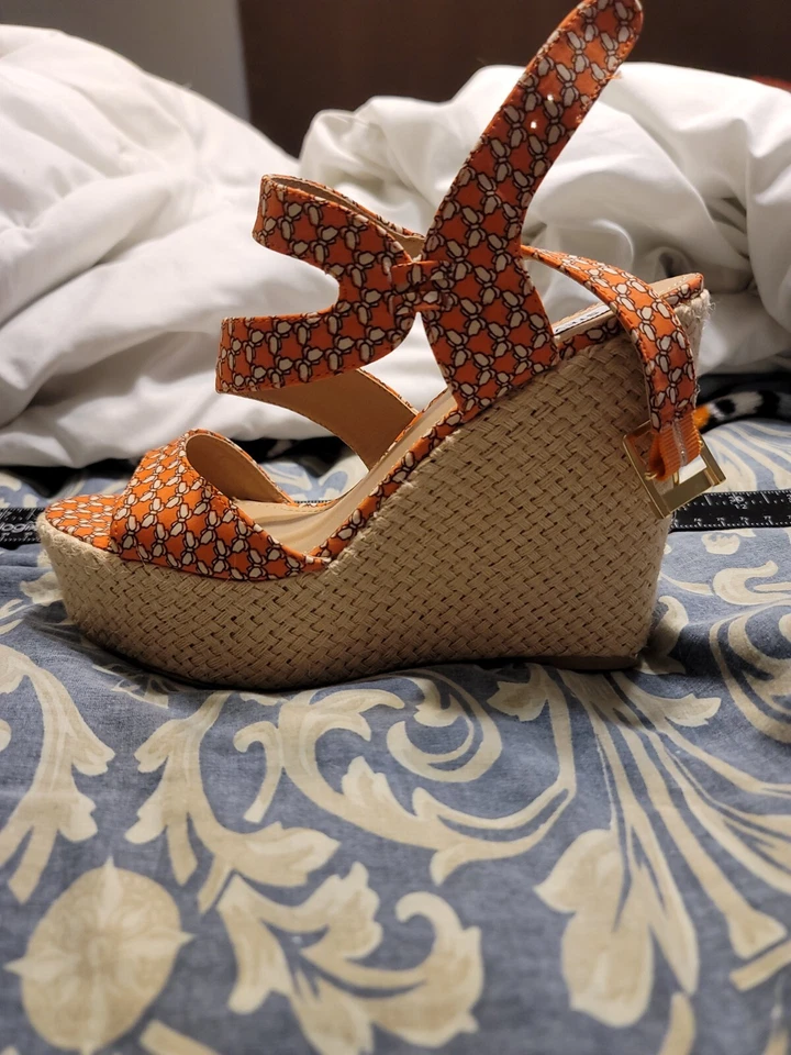 Steve Madden Jenny Alpargata Tacones Cuña Sandalias Coral Multi Talla 8M Foto 2 de 4
