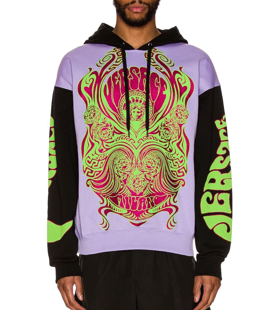 M NEW $1925 VERSACE MUSIC COLLECTION Mens Orchid Lilac MEDUSA Hoodie SWEATSHIRT image 3