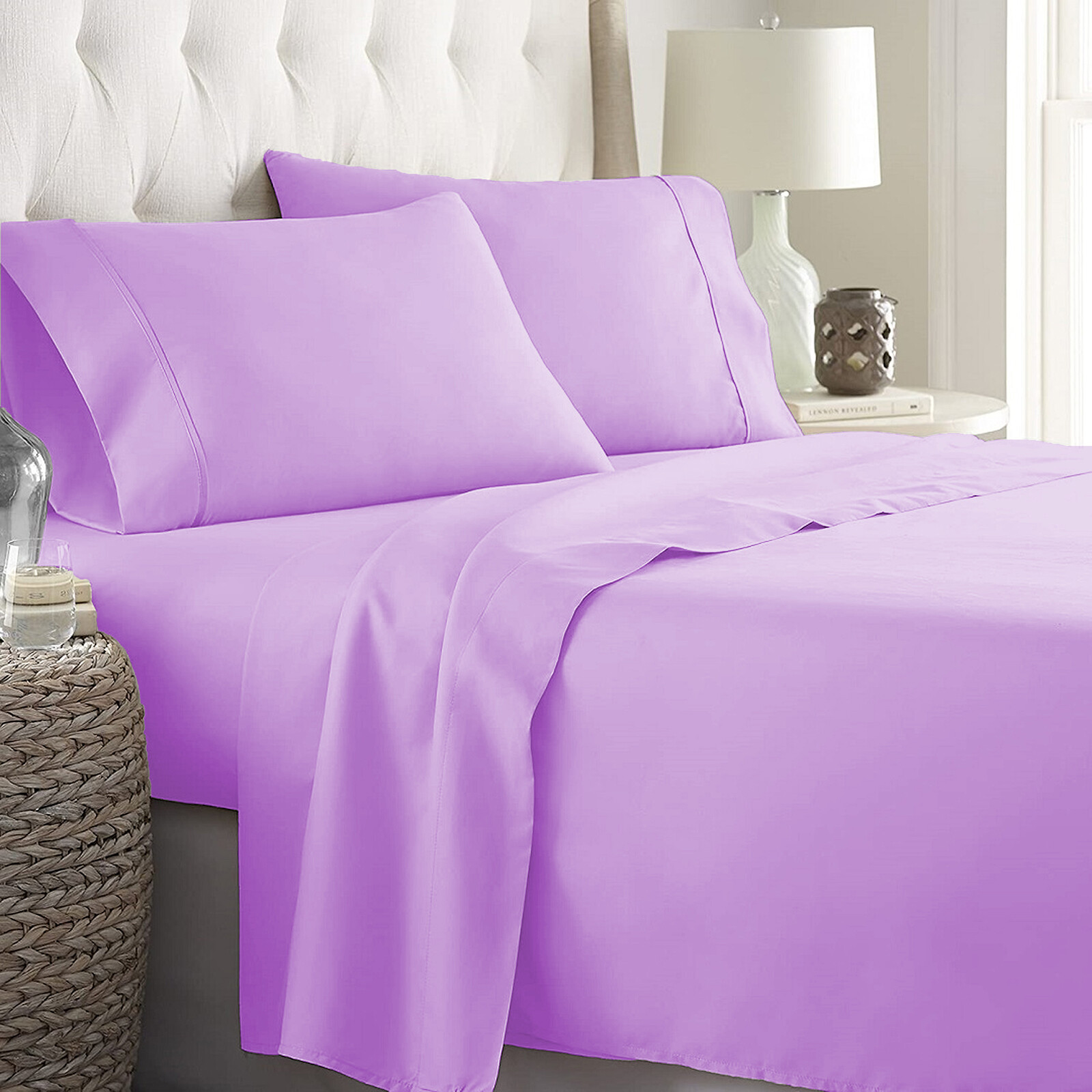 Gorgeous Bed Sheets Extra Deep Pocket 1000-1200 TC Lavender Solid Select Item