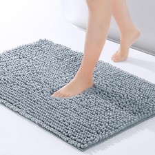 24x17 Inch Non Slip Chenille Microfiber Bath Mat Soft Absorbent Bathroom Rug