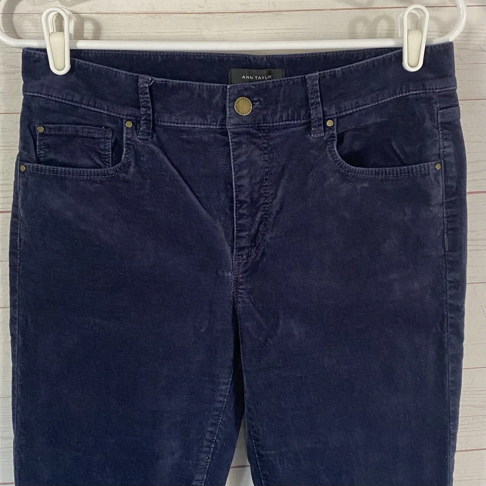 Pantalones de terciopelo Ann Taylor para mujer ajustados calce moderno talla 6 azul elástico 29x27 Foto 2 de 4