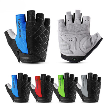 ROCKBROS Fahrradhandschuhe Halbfinger SBR-Polsterung, Damen Herren Radhandschuhe
