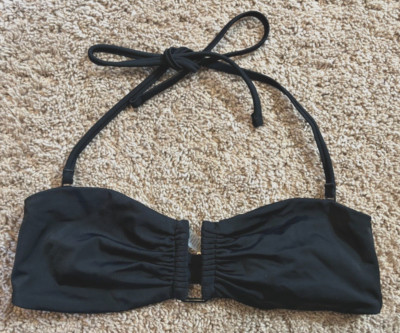 Victoria's Secret Bikini Top Bandeau Swim Suit Black Halter Top Size S NEW
