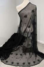 6 Yard BLACK Embroidery Bridal Lace Fabric 50 Width