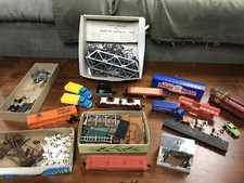 Vintage Toy Lot. Trains, Tressle, Cars, Signs, Horse  Buggy, Structures, Trucks