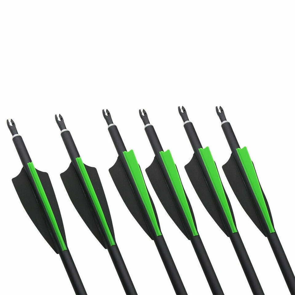 12pcs Carbon 30" Hunting Vane Spine 500 Recurve Bow Compound Bow Arrows - Image 2 of 4