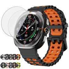 Sport Silicone Band For Samsung Galaxy Watch Ultra 47mm with Screen Protectors