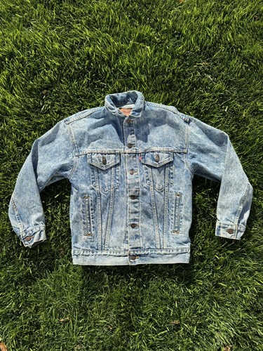 Levi's 57508-0218 Vintage Stonewashed Blue Denim Trucker Jacket Size Womans L