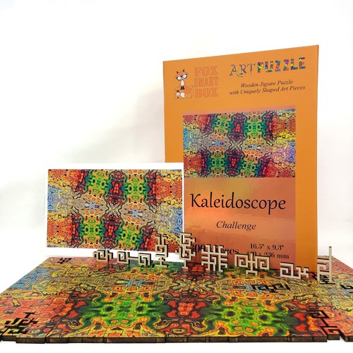 Wooden Jigsaw Puzzle for Adults by FoxSmartBox -Geometric-300 pcs - Kaleidoscope - Picture 4 of 7