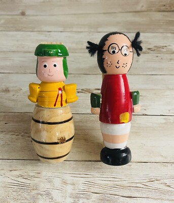 2x Matracas Mexicana Chavo Del Ocho Y Chilindrina Mexican Wooden