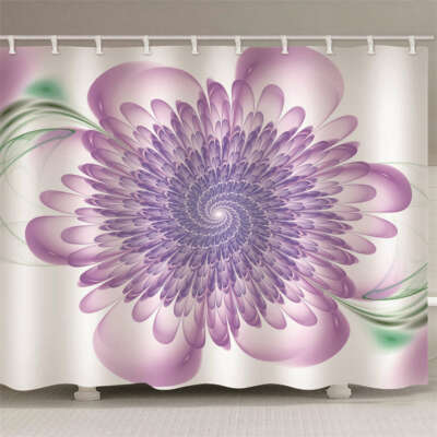 Purple Windmill Buds 3D Shower Curtain Waterproof Fabric Bathroom Decoration