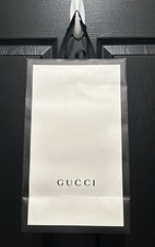 GUCCI GIFT SHOPPING PAPER BAG SHOE SIZE BAG WHITE BLACK TRIM 15"HX9"WX5.5"