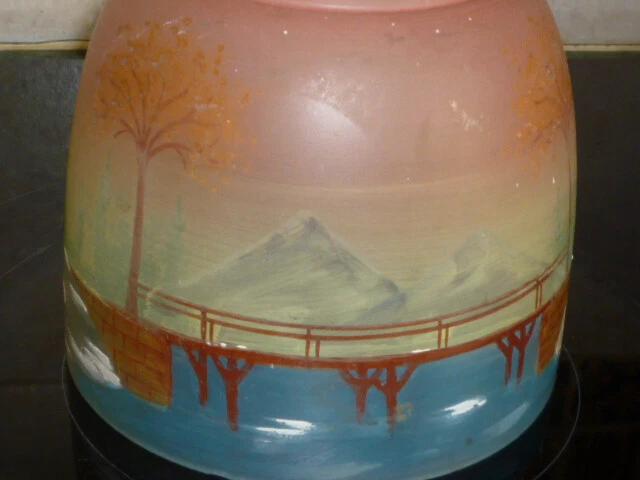 ANCIEN GLOBE DE LAMPE  VERRE STYLE PATE DE VERRE 1900 ART DECO - Photo 4/4