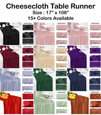 Cheesecloth Gauze Table Runners 17'' x 108'' Wedding Reception Party Events décor