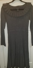 Jessica Howard pleated ruffled neckline Sweater Dress Gray Size S 
