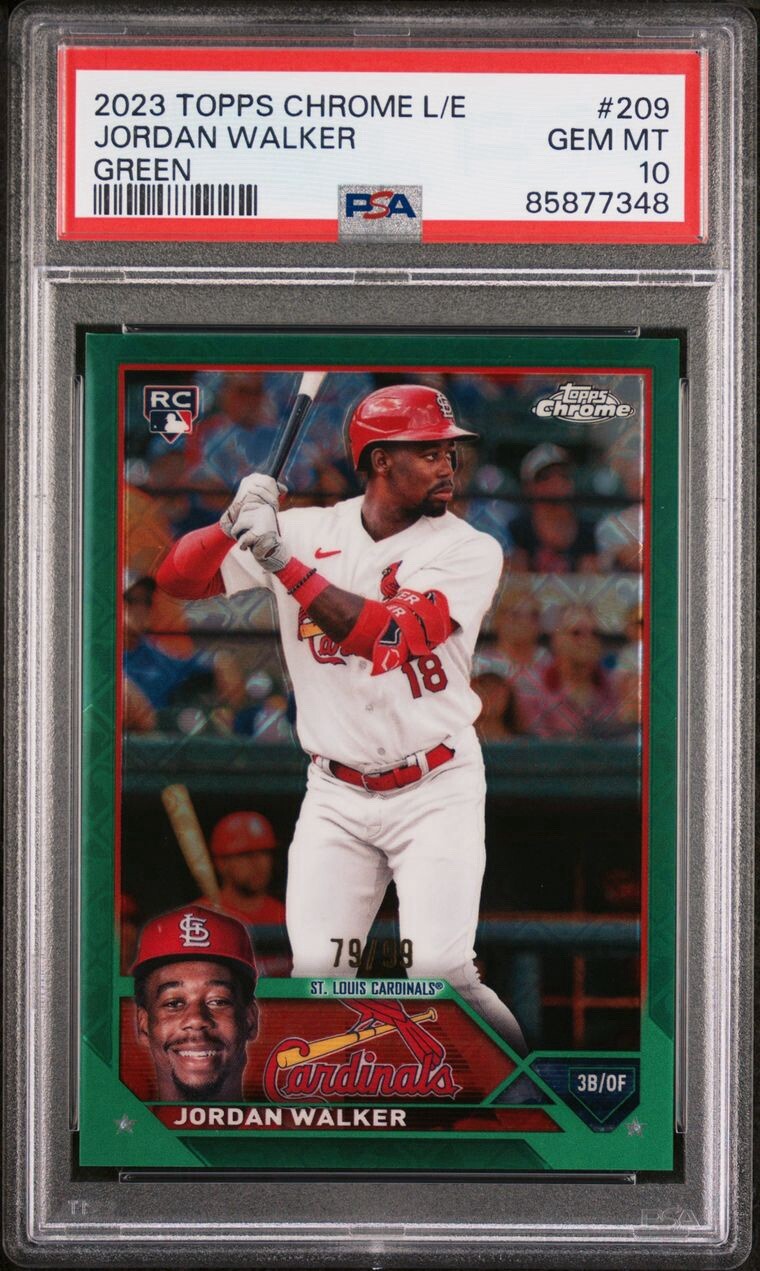 2023 TOPPS CHROME LOGOFRACTOR JORDAN WALKER RC GREEN #’d /99 PSA 10 Gem Mint