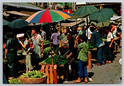 POSTCARD  Market Existing in the open Street Sheung Wan Hong Kong