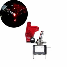 Racing Car 12V Rocker Ignition Switch Panel LED Engine Start Push Button Red