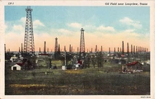 1945 Oil Fields near Longview TX post card Linen