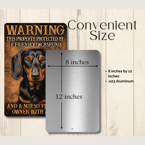 Dachshund Security Warning Sign Friendly Dog Gun Owner metal tin wiener doxie - Picture 4 of 6