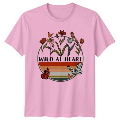Wild At Heart T-Shirt Schmetterling Wildblume Natur Boho Geburtstag und Sie