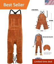 Heavy Duty Brown Cowhide Leather Welding Apron – Heat Resistant with 3 Pockets